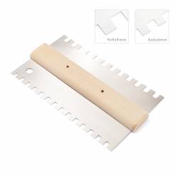 Double peigne U6/U9 polyvalent pour une répartition homogène de la colle et une adhérence optimale, au mur comme au sol.