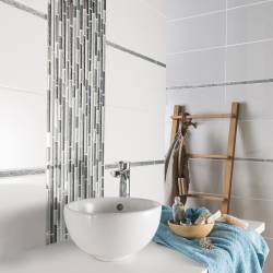 MAT INTER - Feuille 300x300x8mm - Multi formats verre miroir / mix gris tissu lisse