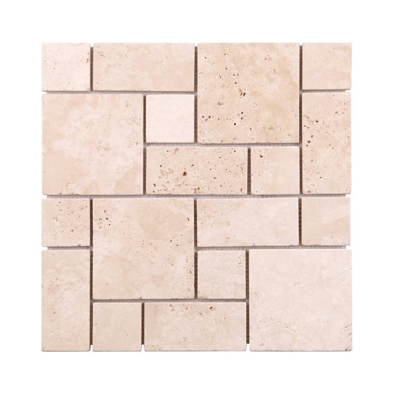 MAT INTER - Feuille 305x305x8mm - Tesselles 48x48 / 48x100 / 100x100mm - Opus travertin light vieilli