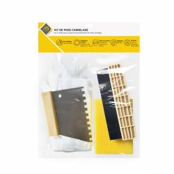 Kit clés en main pour la pose de carrelage en sachet refermable.