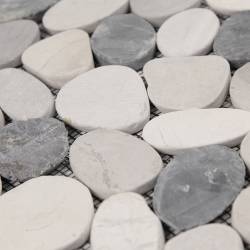 MAT INTER - Feuille 300x300 - Galets rectifies blanc / gris clair / gris foncé