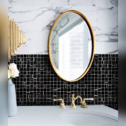 MAT INTER - Feuille 297x297x8mm - Tesselle 20x20mm noir / insert listel doré