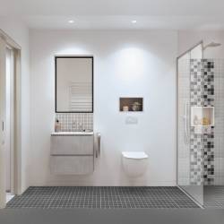 MAT INTER - Feuille 300x300 - Tesselle 50x50x6mm - Porcelaine anti d. mix gris