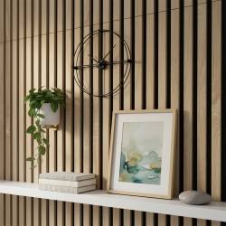 Panneau tasseaux bois 60 x 60 x 1,9 cm - décor chêne clair fond noir - 0,36m²