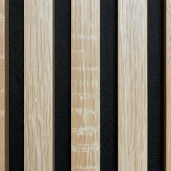 Panneau tasseaux bois 60 x 60 x 1,9 cm - décor chêne clair fond noir - 0,36m²